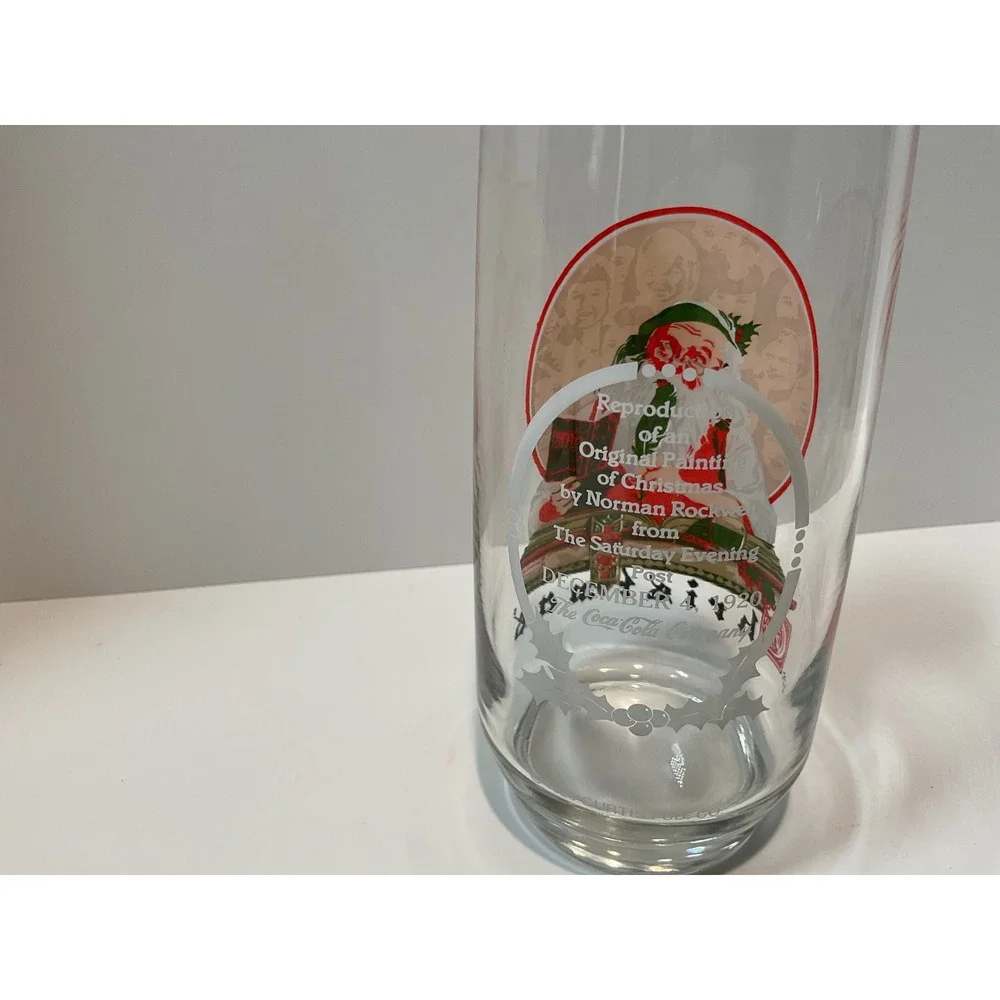 Set of 2 Coca Cola Norman‎ Rockwell Christmas Santa Glasses Vintage